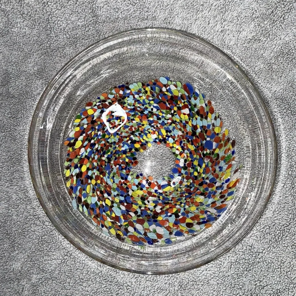 Colorful Hand Blown‎ Glass Bowl for Serving or Salads, 